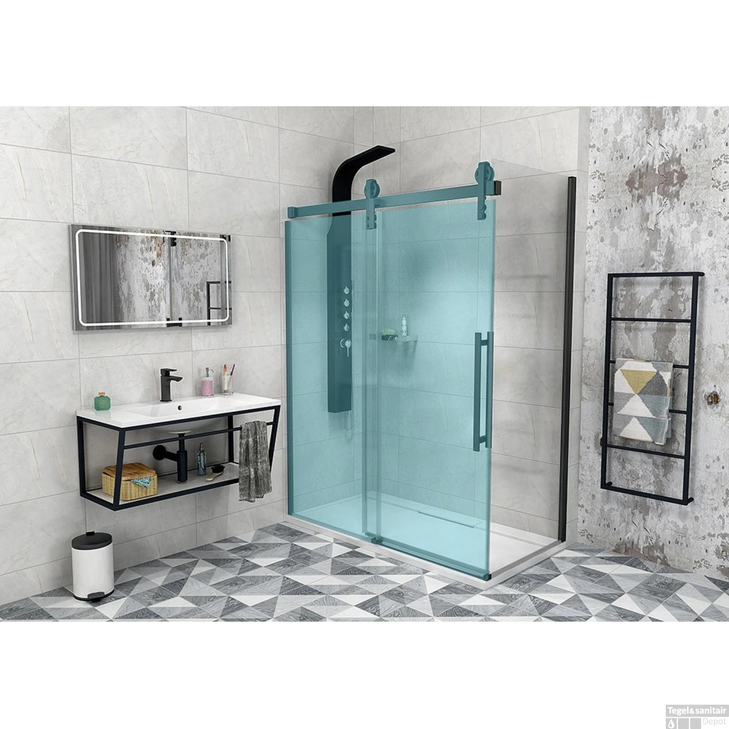 Zijwand Sapho Volcano 90x200 Cm 8 Mm Helder Glas Tbv Nisdeur Volcano Mat Zwart 5 Zijwand Sapho Volcano 90x200 Cm 8 Mm Helder Glas Tbv Nisdeur Volcano Mat Zwart - Afbeelding 3