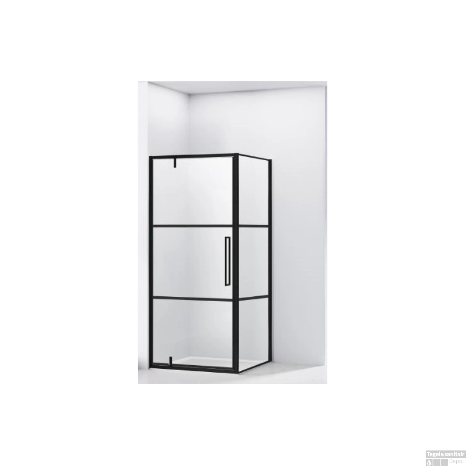 Hoek Douchecabine Van Rijn ST04 Helder Glas 90x90x200 Cm 6 Mm Aluminium Zwart - Afbeelding 3