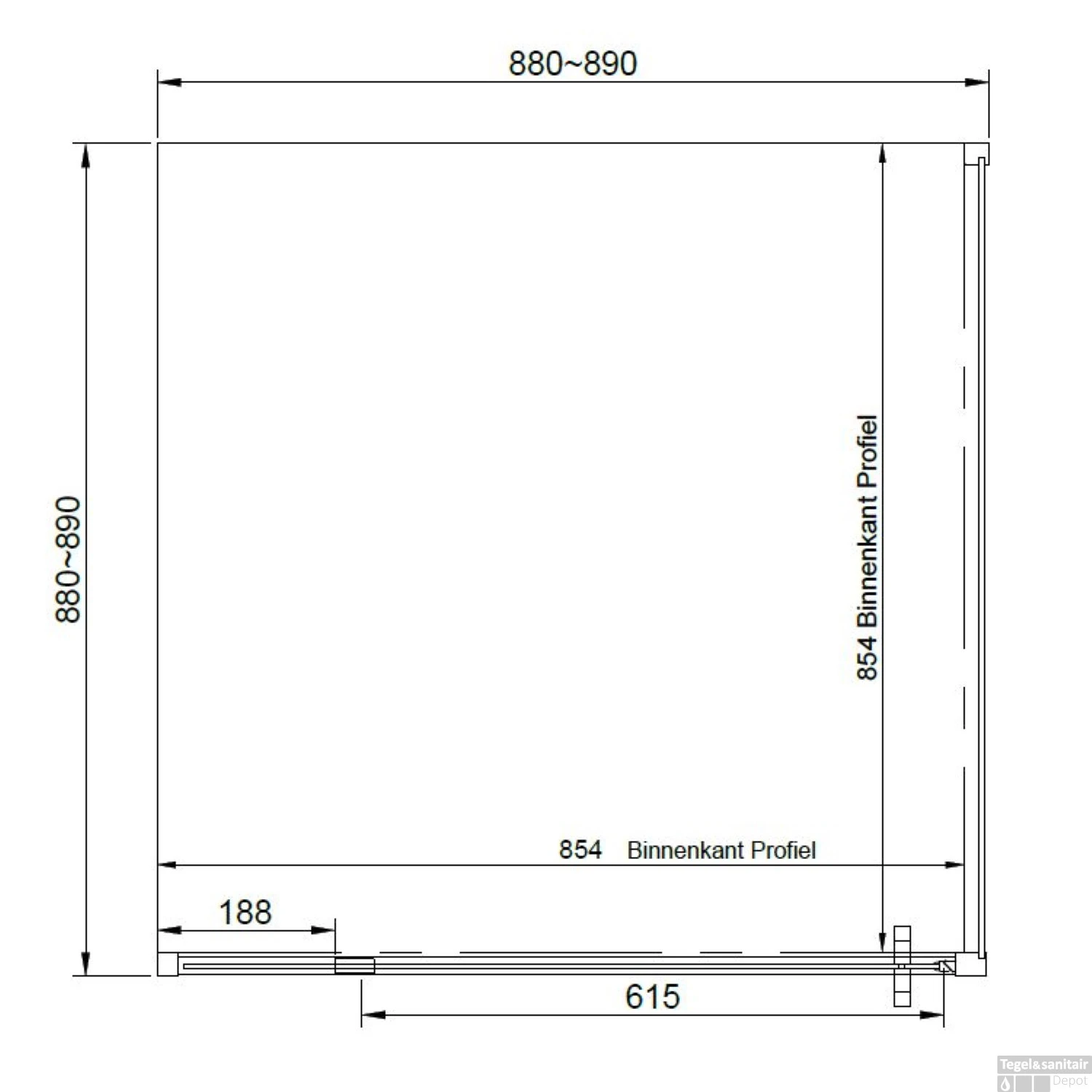 Hoek Douchecabine Van Rijn ST04 Helder Glas 90x90x200 Cm 6 Mm Aluminium Zwart - Afbeelding 4