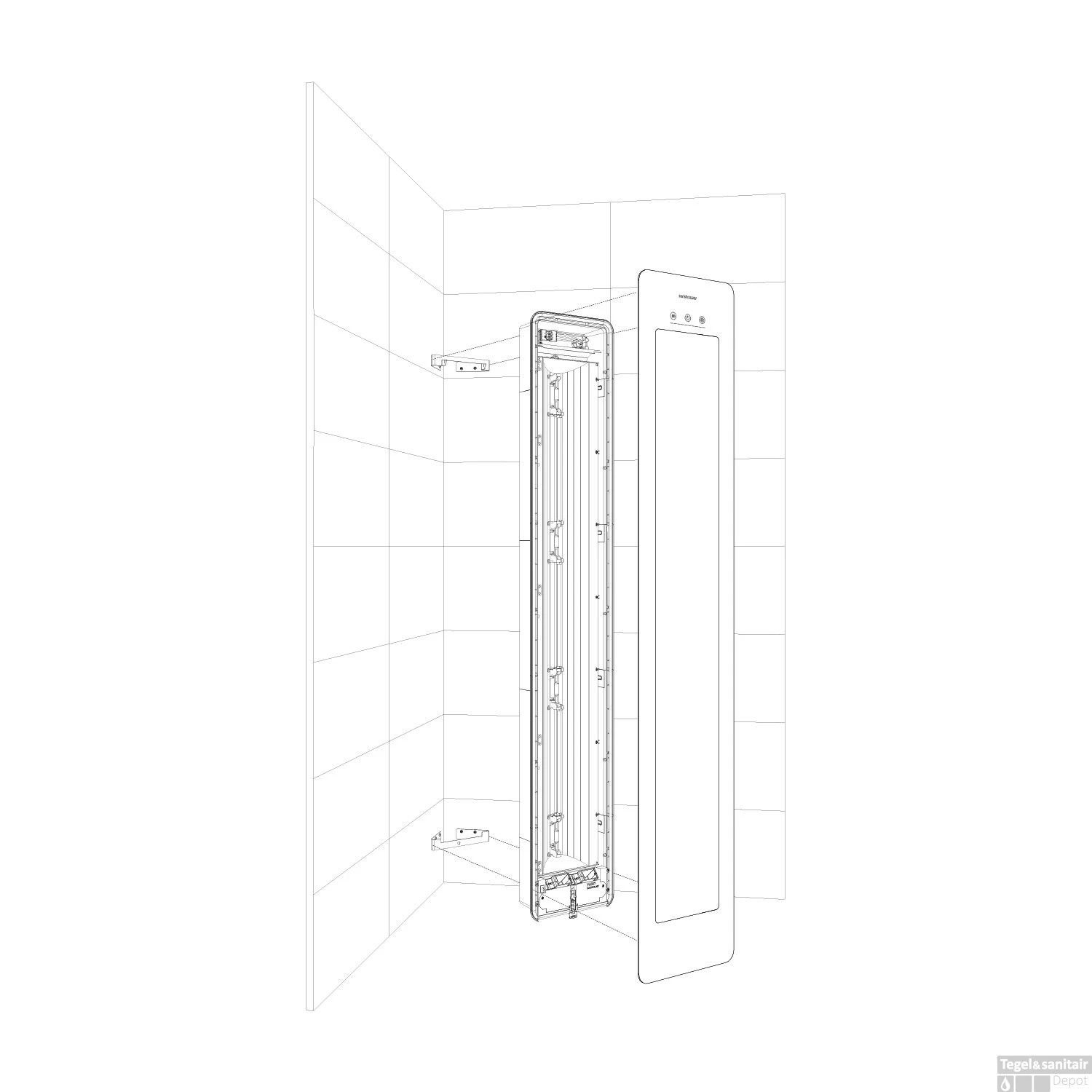 Sunshower One S Round Infrarood 95x33 Cm Inbouw - Opbouw Vlak Of Hoek Organic Grey - Afbeelding 7