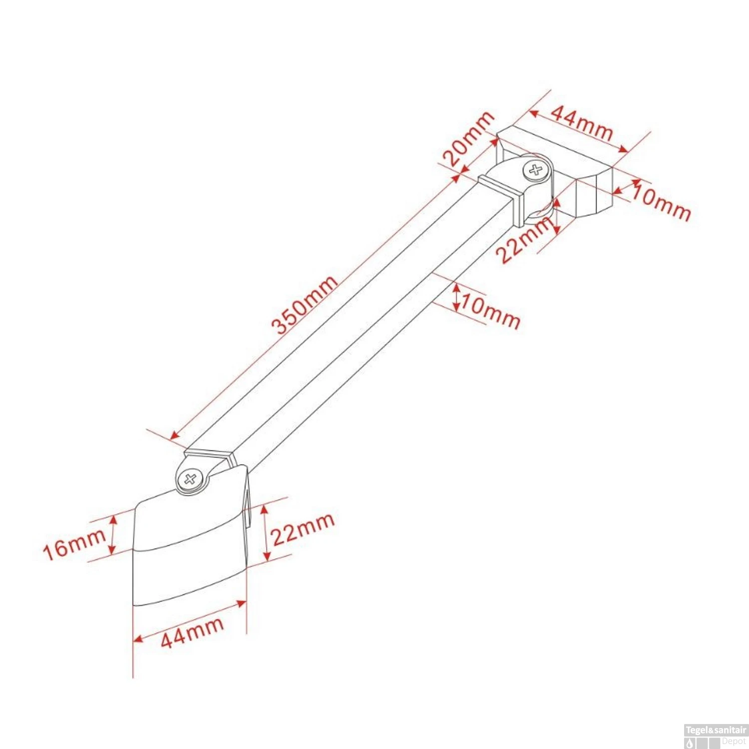 Stabilisatiestang 45 Graden Compleet, Omkeerbaar 40cm 4 Stabilisatiestang 45 Graden Compleet, Omkeerbaar 40cm - Afbeelding 2