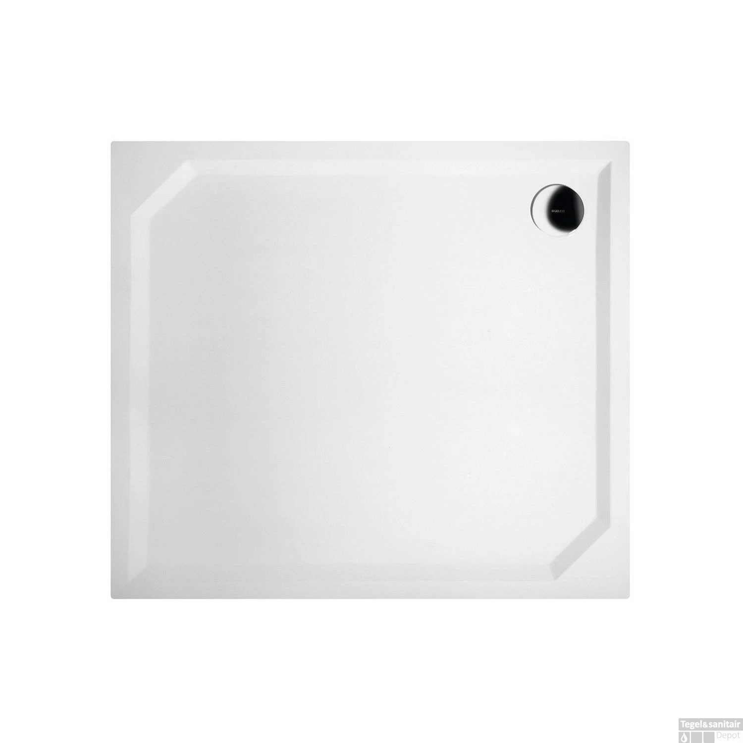 Douchebak Gegoten Marmer Sapho Sara 80x90x4 Cm Rechthoek Wit