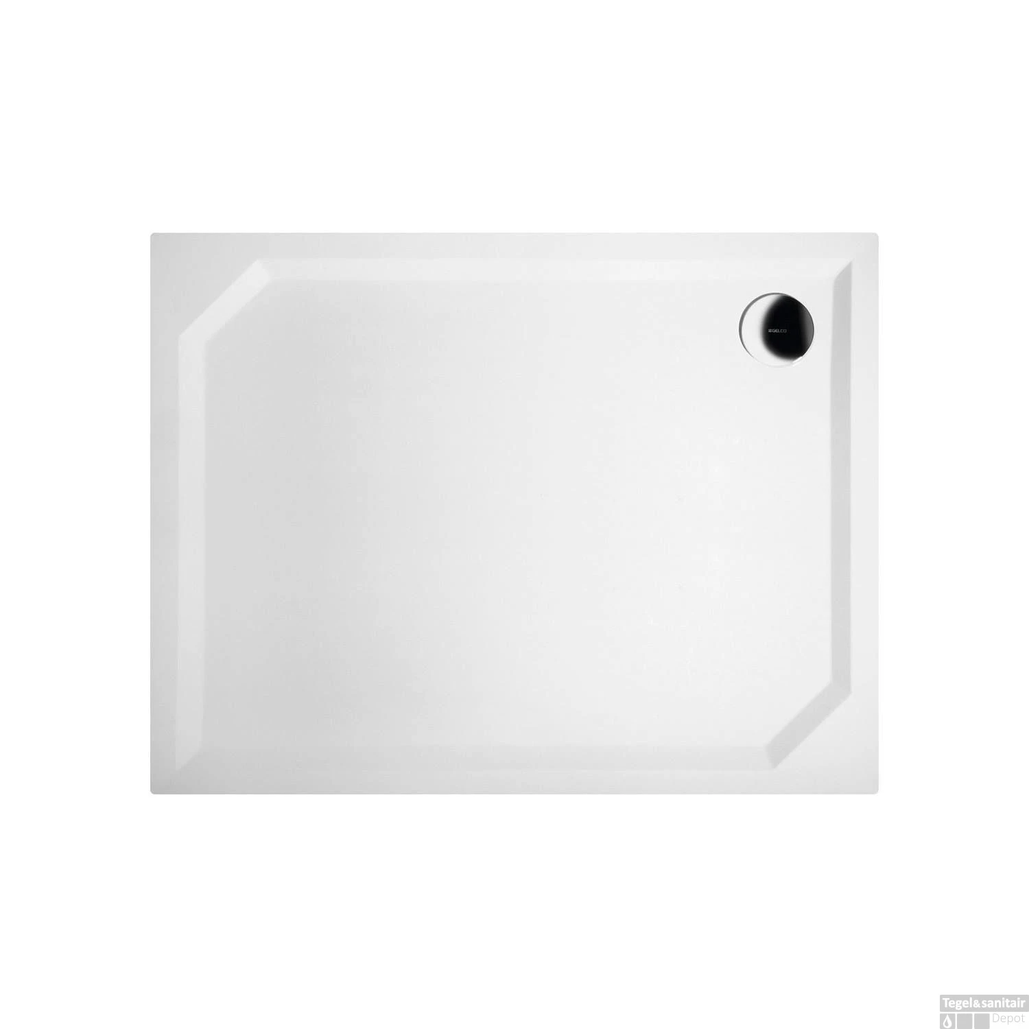 Douchebak Gegoten Marmer Sapho Sara 90x70x4 Cm Rechthoek Wit