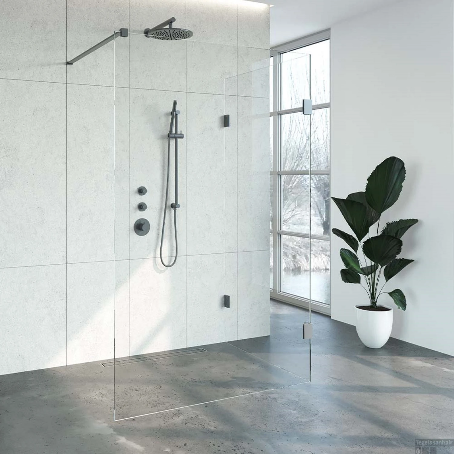 Inloopdouche Compleet Just Creating Profielloos 100x130 Cm Reversed Gunmetal