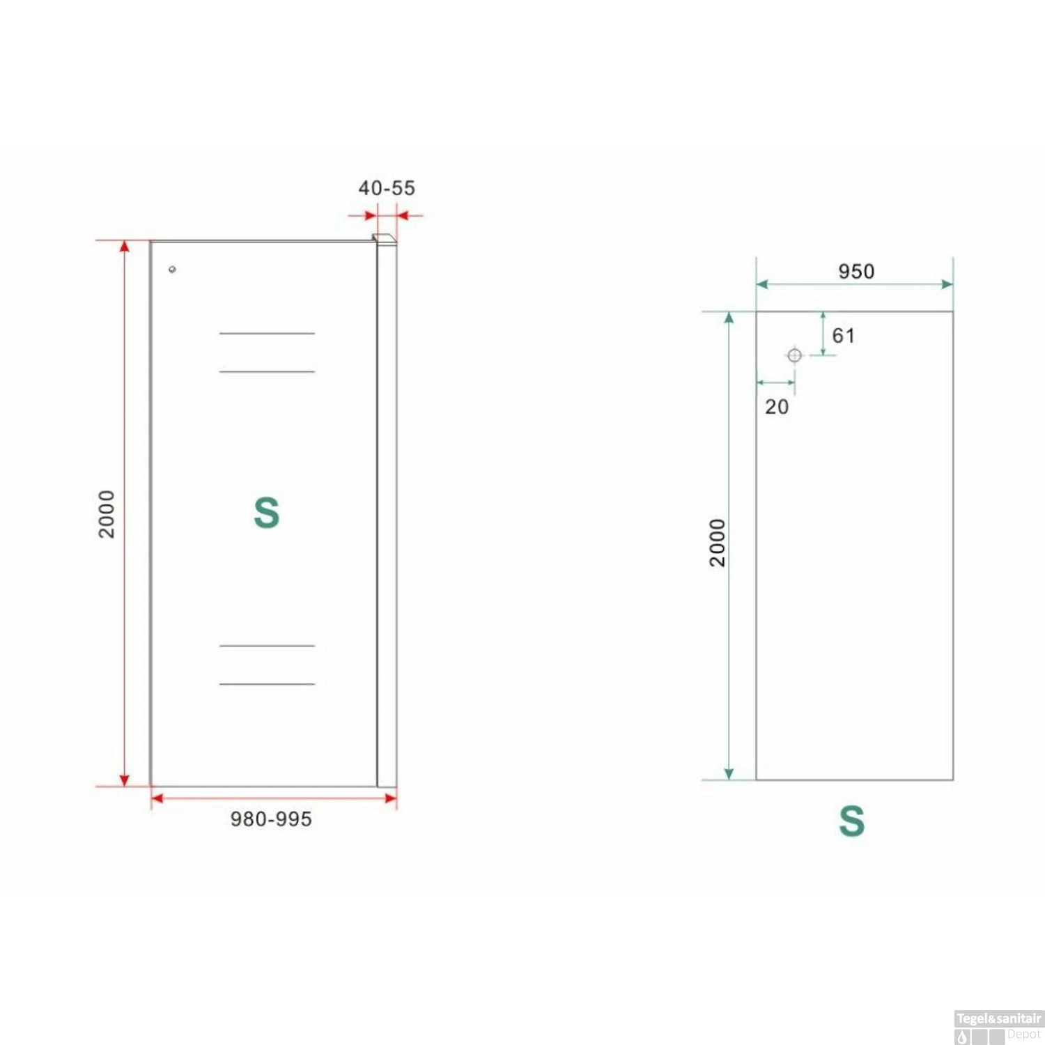 Inloopdouche Met Handdoekhouder Wiesbaden Sita Helder Glas 100x200 Cm 8 Mm Chroom - Afbeelding 2