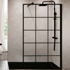 Inloopdouche Novellini Kuadra H Squares 160x200 Cm Helder Glas Mat Zwart Raster -Aanbiedingen Ontspan Bad Winkel inloopdouche novellini squares 160x200 cm sfeer1