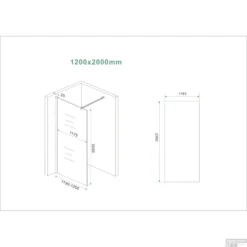 BWS Inloopdouche Pro Line Helder Glas 120x200 Mat Wit Profiel En Stabilisatiestang -Aanbiedingen Ontspan Bad Winkel inloopdouche proline 120x200 8mm nano coating tech 1