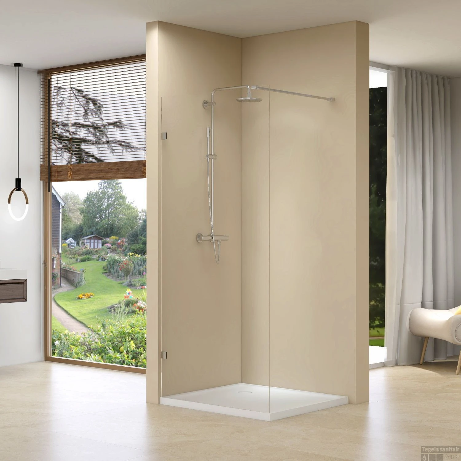 Inloopdouche Van Rijn ST01 Met Scharnieren 40x200 Cm Helder Glas 8 Mm Chroom