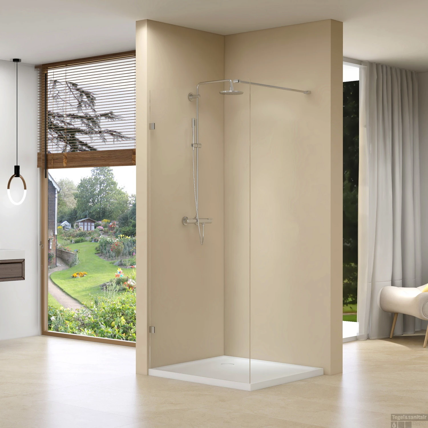 Inloopdouche Van Rijn ST01 Met Scharnieren En Stabilisatiestang 108x200 Cm Helder Glas 8 Mm Chroom