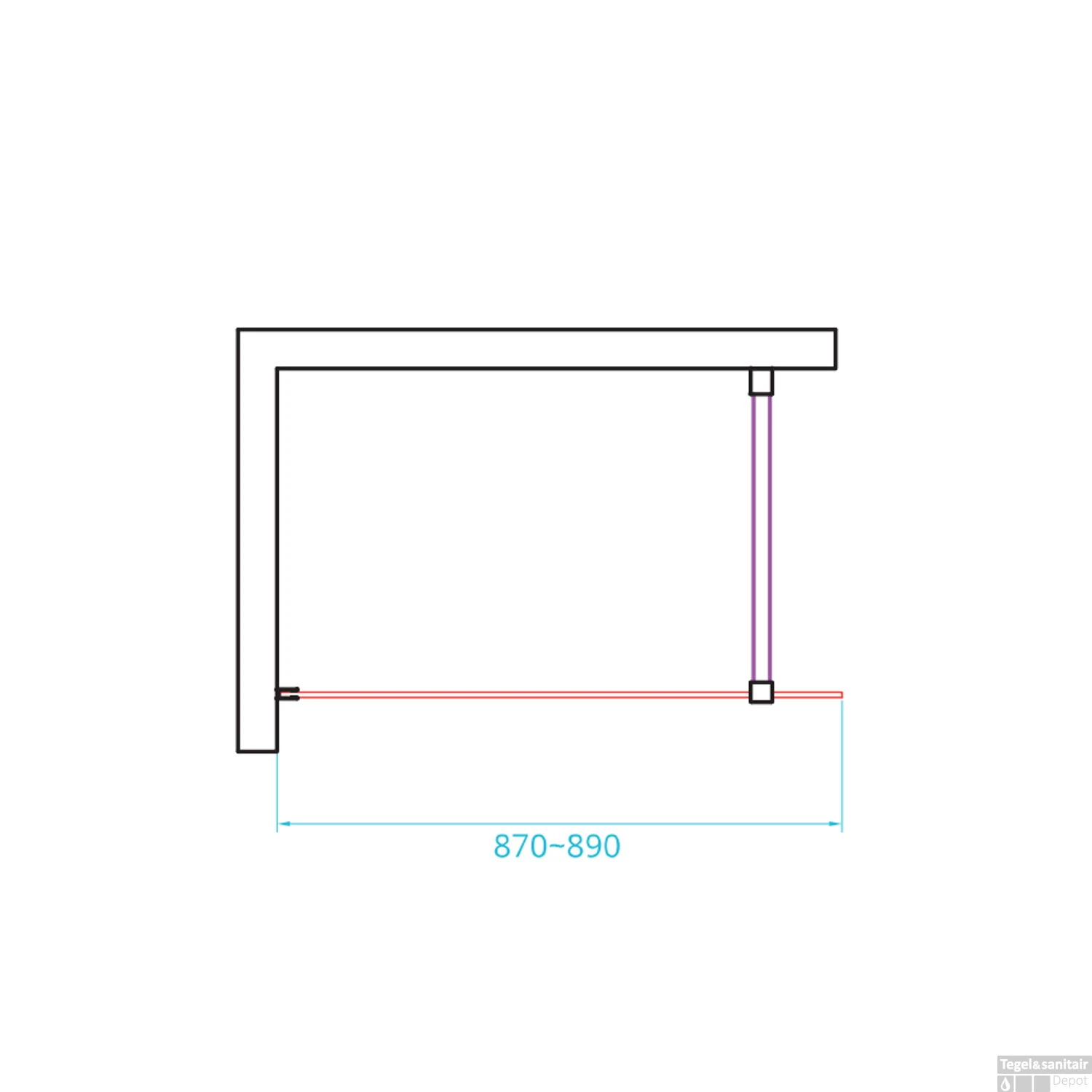 Inloopdouche Van Rijn ST01 Met Stabilisatiestang 90x200 Cm Rookglas 8 Mm Wit - Afbeelding 2