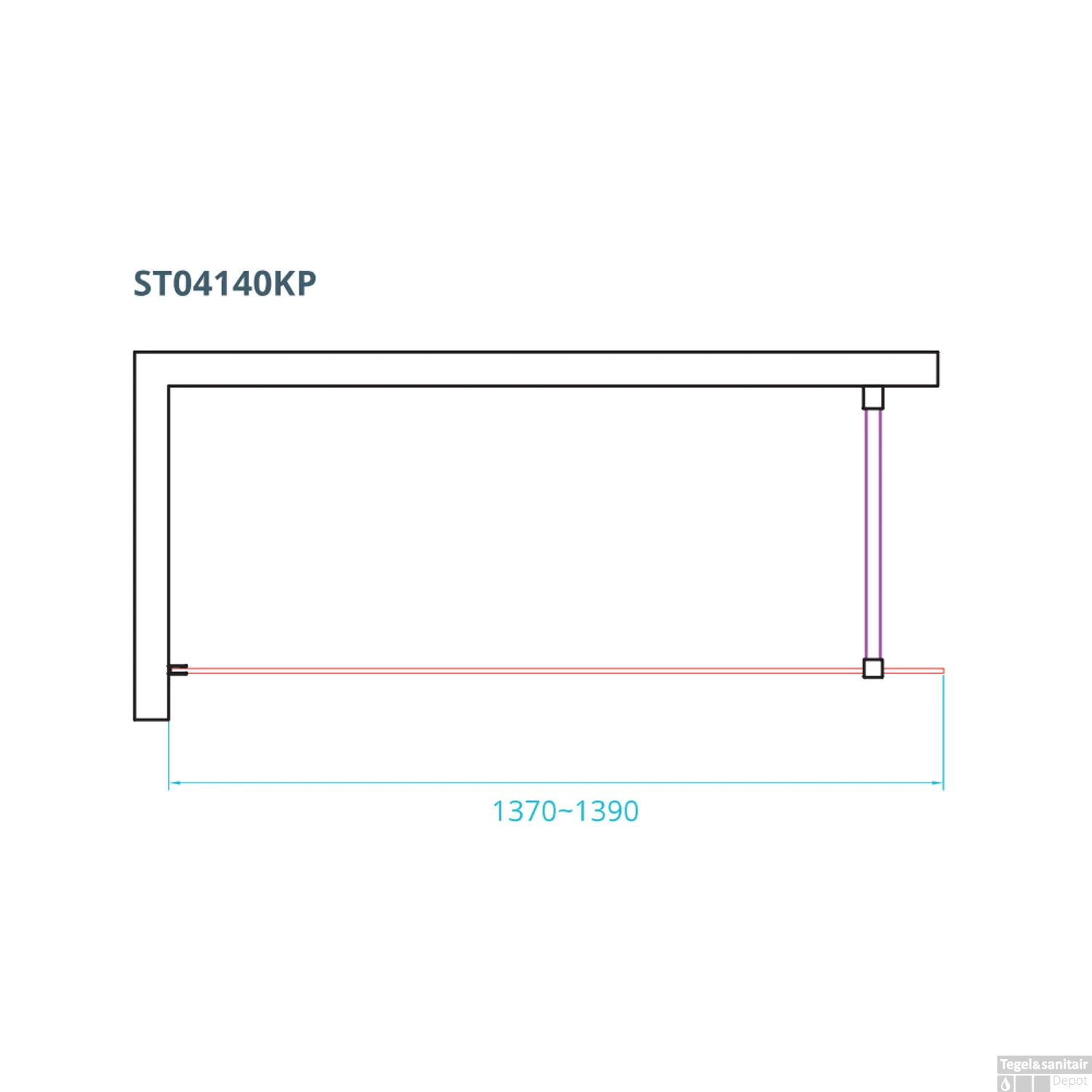 Inloopdouche Van Rijn ST04 Met Stabilisatiestang 140x200 Cm 8 Mm Helder Glas Zwart - Afbeelding 3