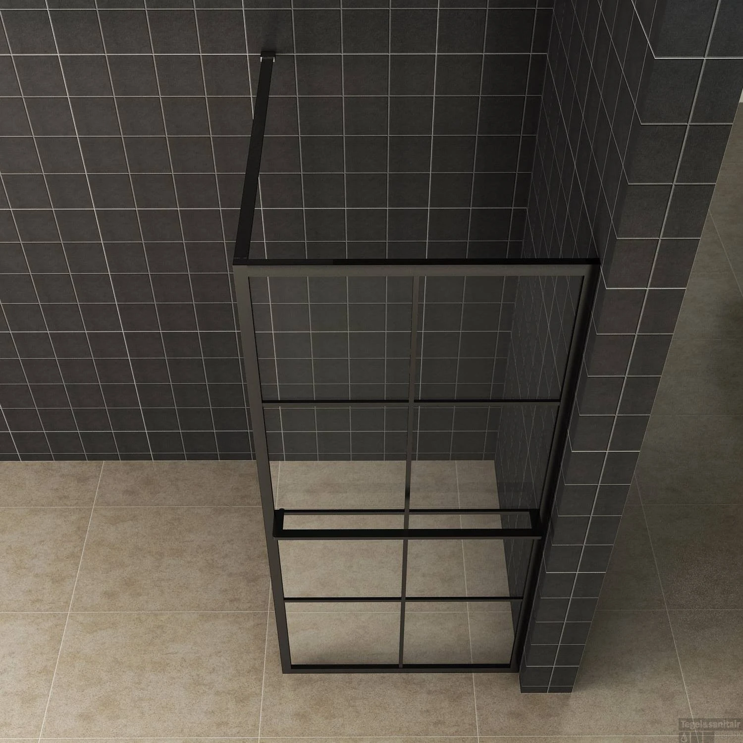 Inloopdouche Wiesbaden Zwart Met Handdoekbeugel 100x200 Cm 10mm NANO Coating - Afbeelding 3