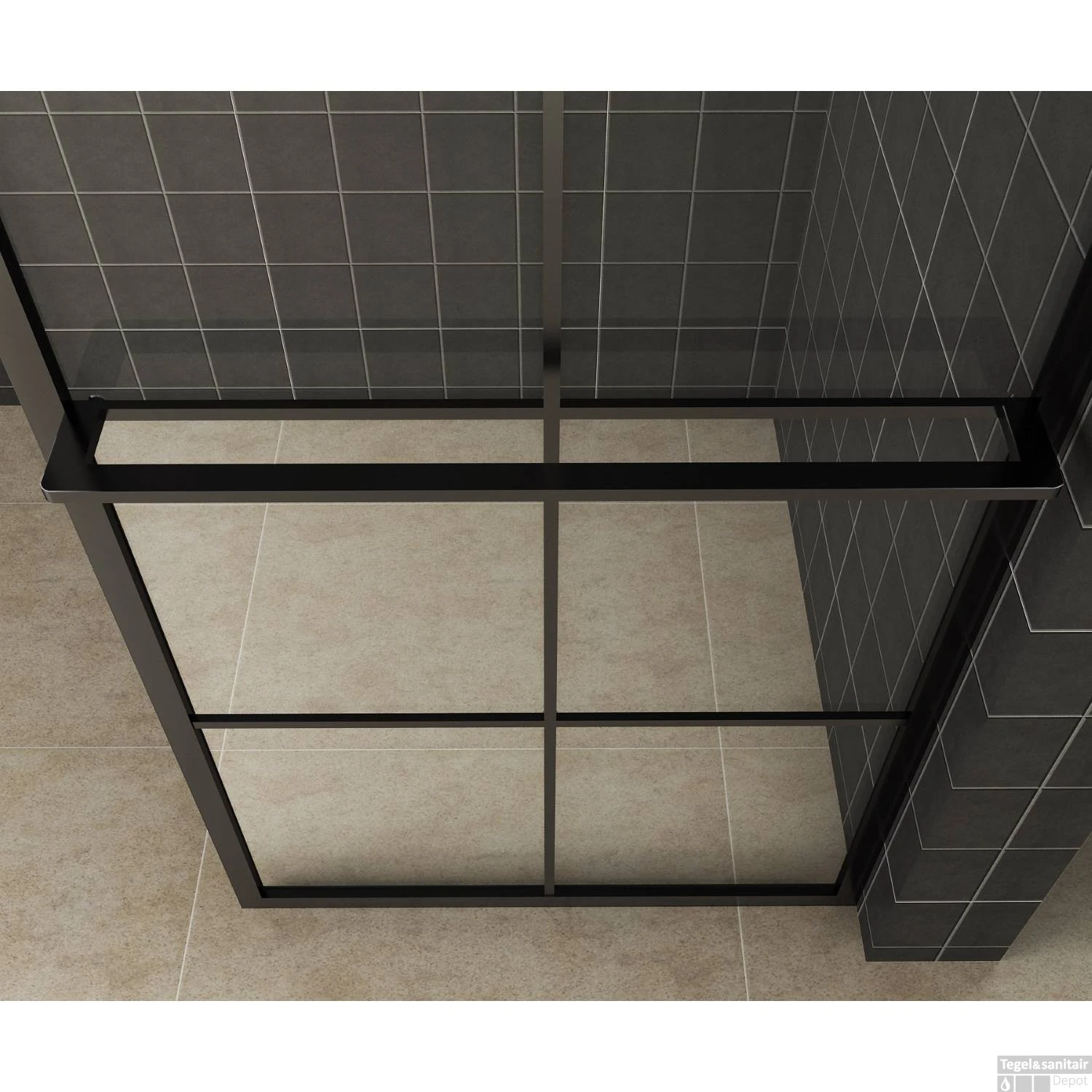 Inloopdouche Wiesbaden Zwart Met Handdoekbeugel 100x200 Cm 10mm NANO Coating - Afbeelding 2