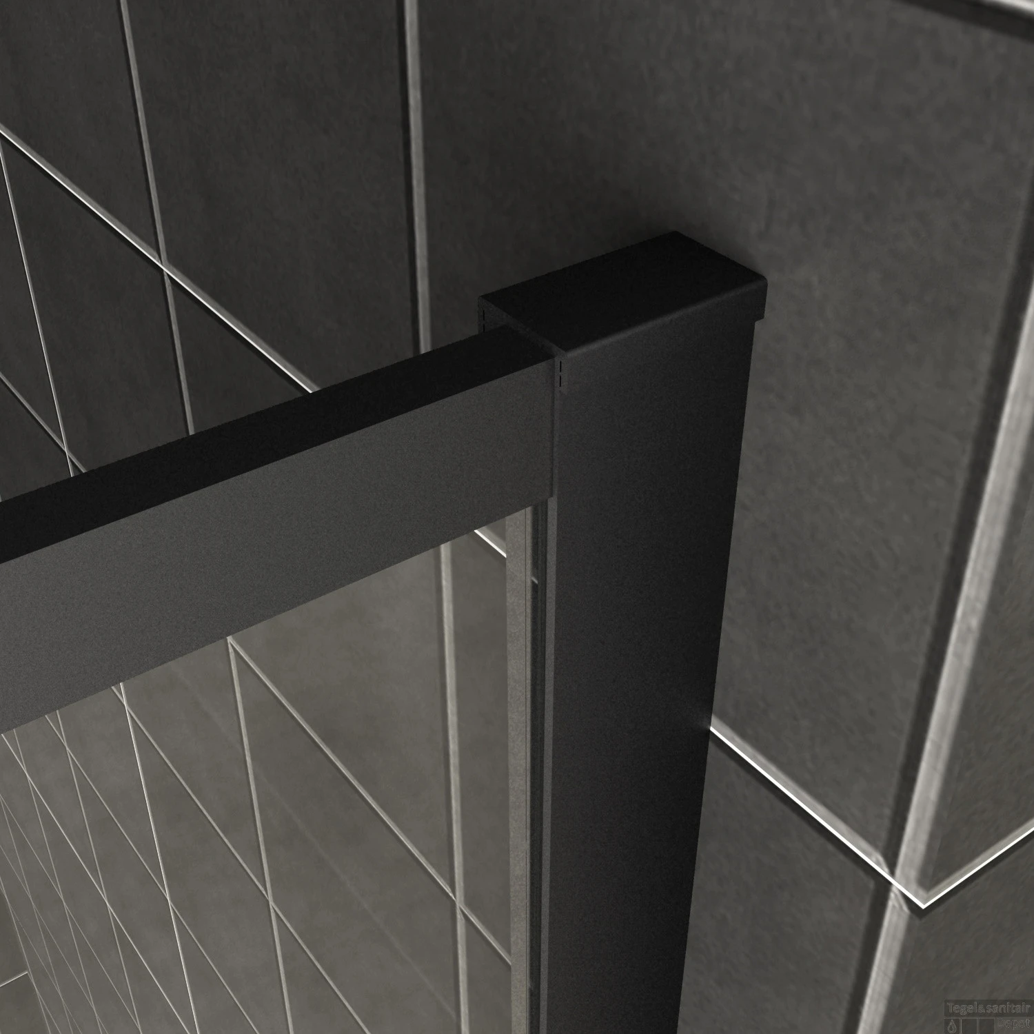 Wiesbaden Douchewand Square 10mm 120x200cm Stabilisatiestang | Nano Coating | Mat Zwart | Inloopdouche - Afbeelding 4