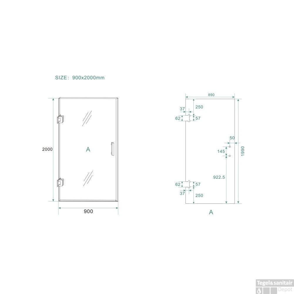 Nisdeur Wiesbaden Zonder Profiel 90x200cm 8mm NANO Coating 7 Nisdeur Wiesbaden Zonder Profiel 90x200cm 8mm NANO Coating - Afbeelding 5