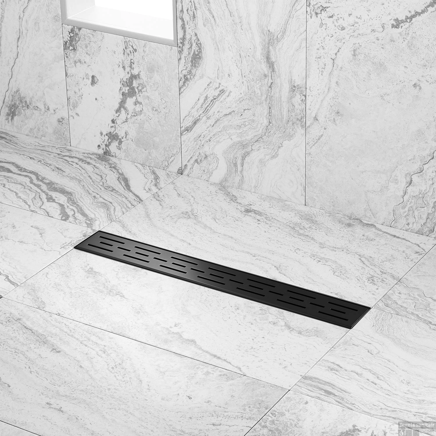 Mat Zwarte RVS Douchegoot Flens Met Uitneembaar Sifon 30x7cm 6,7cm Diep MAT ZWART ROOSTER - Afbeelding 9