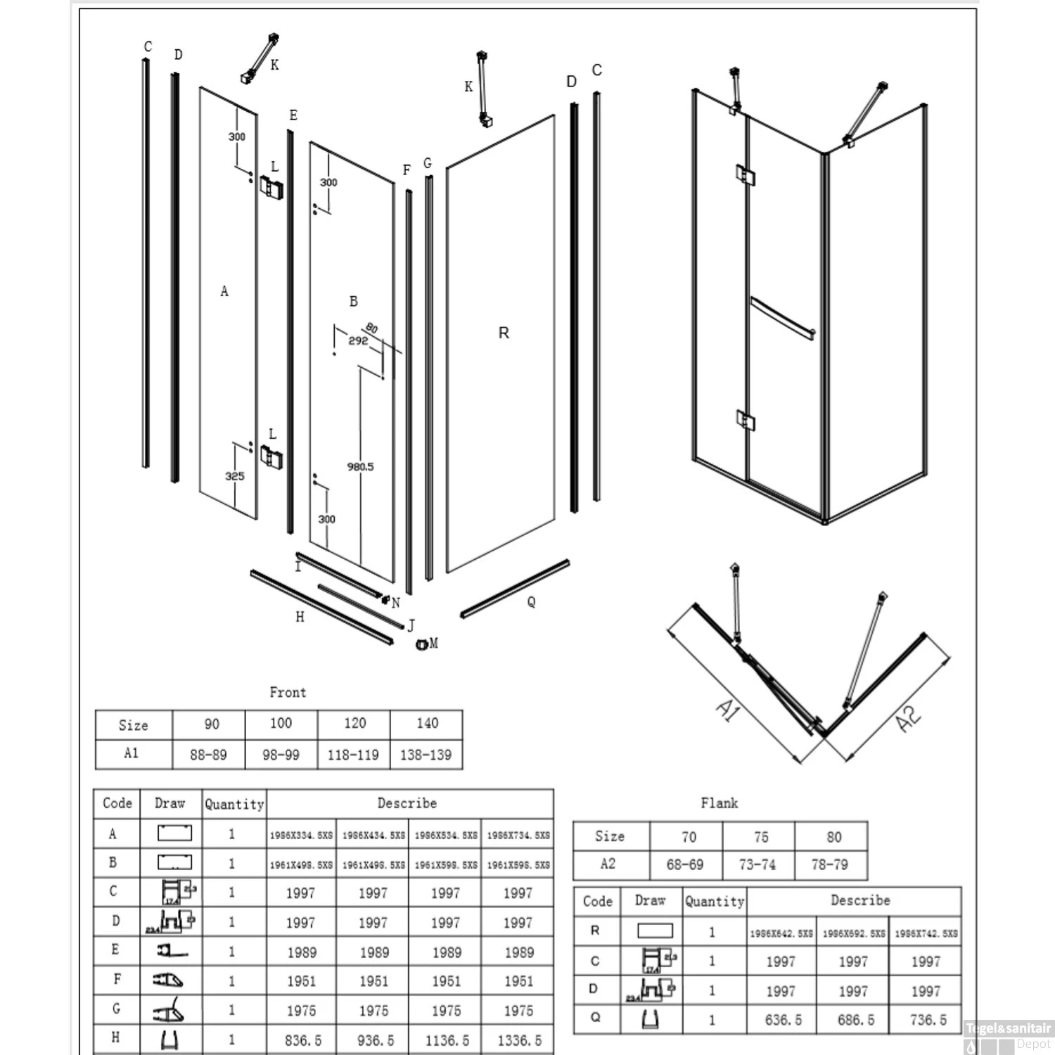 Douchecabine Lacus Capraia 100 Cm Klapdeur 8mm Helder Nanoglas 5 Douchecabine Lacus Capraia 100 Cm Klapdeur 8mm Helder Nanoglas - Afbeelding 3