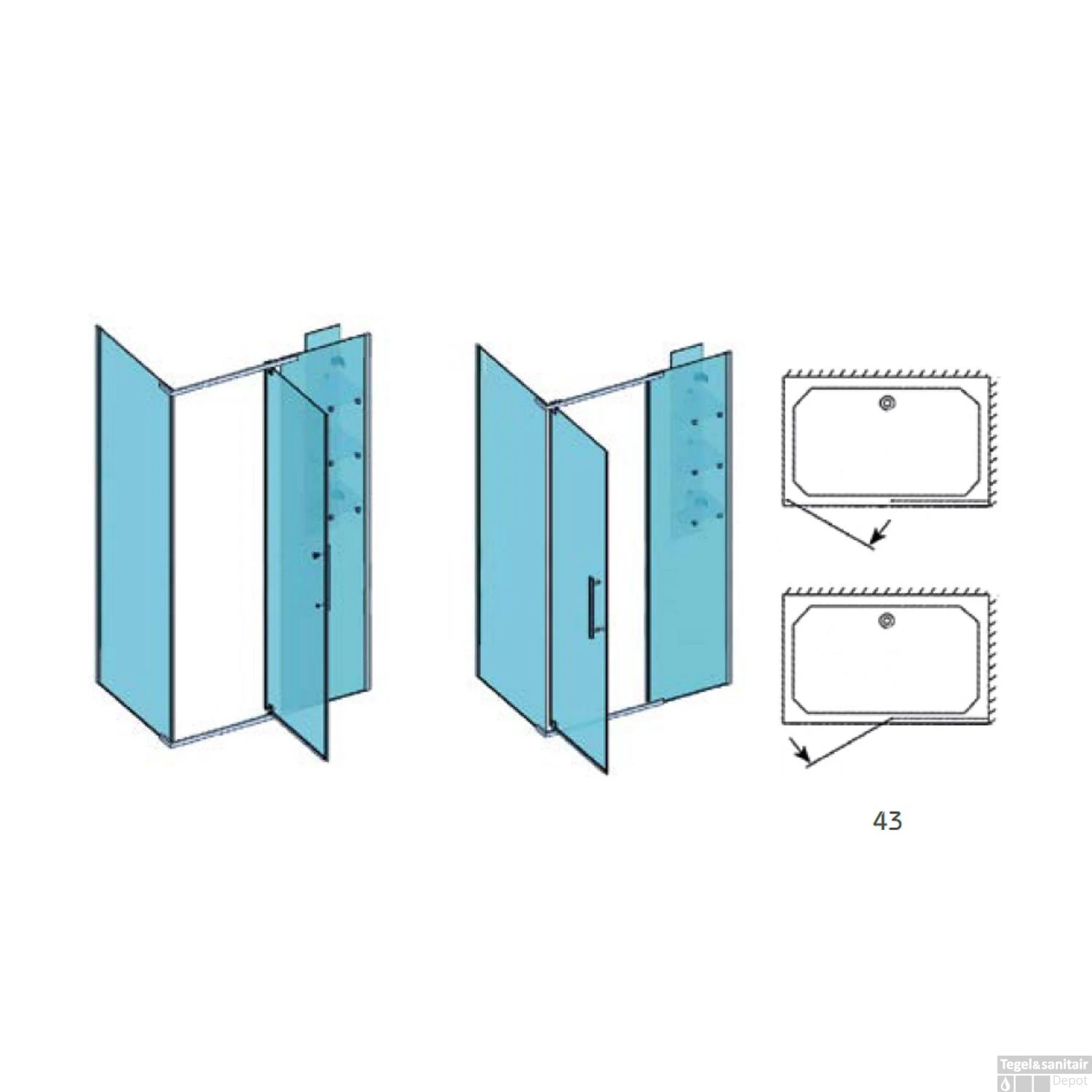 Douchecabine Lacus Lampedusa Met Glazen Planchet 90 Cm Klapdeur 8mm Nanoglas 5 Douchecabine Lacus Lampedusa Met Glazen Planchet 90 Cm Klapdeur 8mm Nanoglas - Afbeelding 3