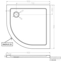 Luxe Douchebak SMC 1/4 Rond 90 X 90 X 4 Inbouw Wit -Aanbiedingen Ontspan Bad Winkel luxe douchebak smc kwartrond 90 x 90 x 4 cm wit technisch
