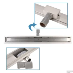 Mat Zwarte RVS Douchegoot Muurflens Met Uitneembaar Sifon 80x7cm 6,7cm Diep Mat Zwart -Aanbiedingen Ontspan Bad Winkel muur design rooster 80cm 2 1