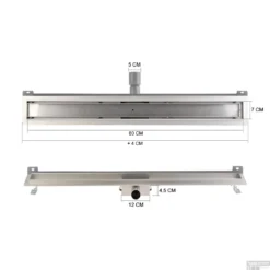 Mat Zwarte RVS Douchegoot Muurflens Met Uitneembaar Sifon 80x7cm 6,7cm Diep Mat Zwart -Aanbiedingen Ontspan Bad Winkel muur design rooster 80cm tech 1