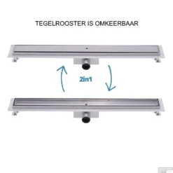 RVS Douchegoot Muurflens Met Uitneembaar Sifon 80x7cm 6,7cm Diep TEGEL ROOSTER -Aanbiedingen Ontspan Bad Winkel muur tegel rooster 80cm 6