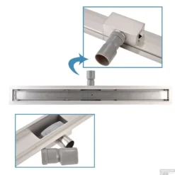 RVS Douchegoot Muurflens Met Uitneembaar Sifon 90x7cm 6,7cm Diep TEGEL ROOSTER -Aanbiedingen Ontspan Bad Winkel muur tegel rooster 90cm 2