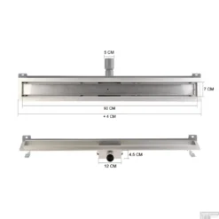 RVS Douchegoot Muurflens Met Uitneembaar Sifon 90x7cm 6,7cm Diep TEGEL ROOSTER -Aanbiedingen Ontspan Bad Winkel muur tegel rooster 90cm 7 tech