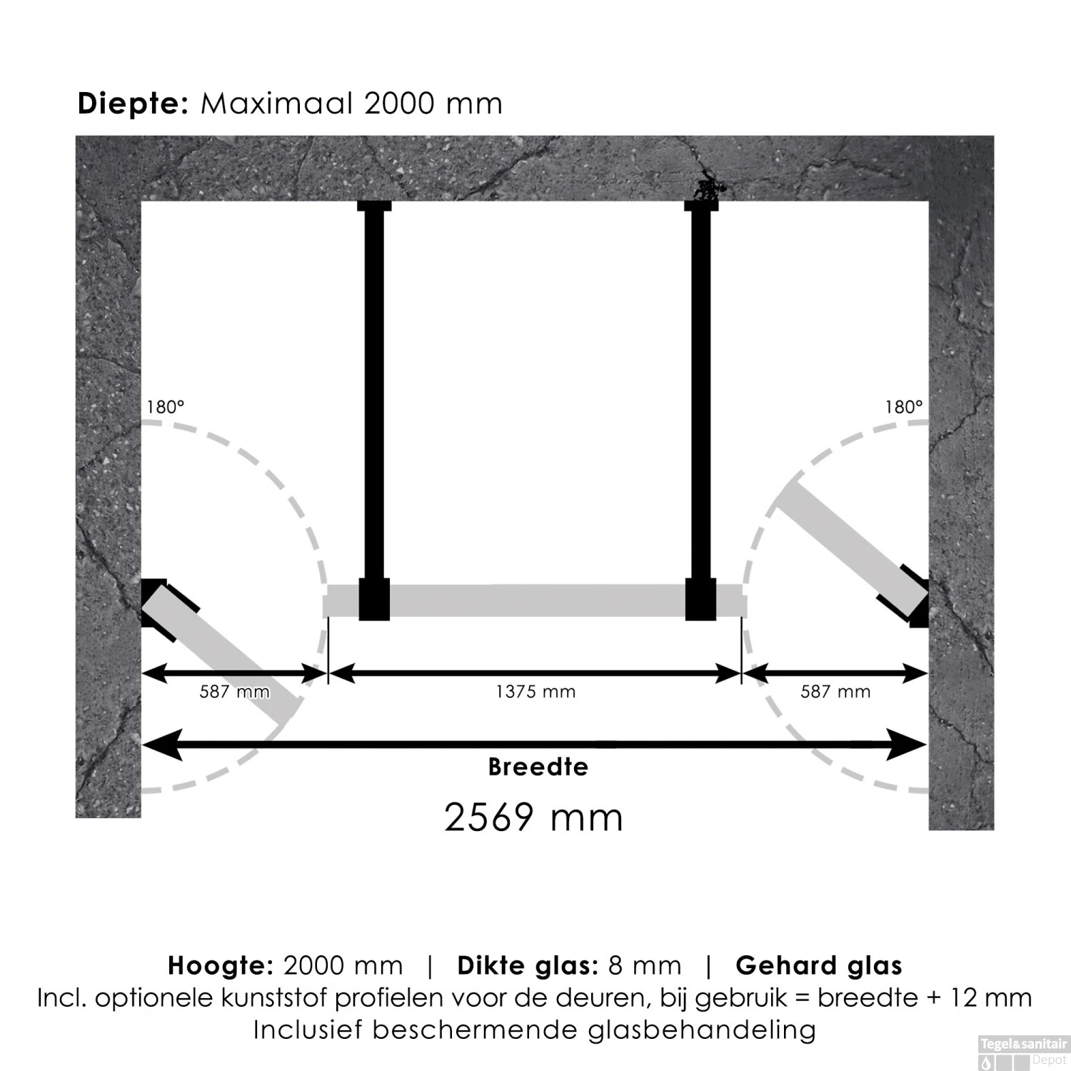 Niscabine XL Compleet Just Creating 260x200 Cm 60/140/60 Gunmetal - Afbeelding 8