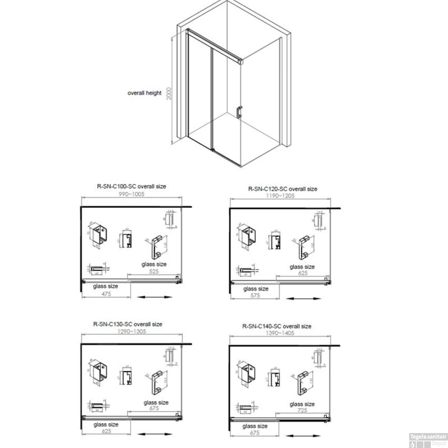 Nisdeur Boss & Wessing Cuadro 120x200 Cm Tweedelig Anti-Kalk Coating 4 Nisdeur Boss & Wessing Cuadro 120x200 Cm Tweedelig Anti-Kalk Coating - Afbeelding 2