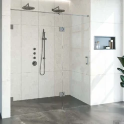 Nisdeur Compleet Just Creating Profielloos 2-Delig (Draaideur Bevestigd Op Inloopwand) 180x200 Cm 110/70 Gunmetal