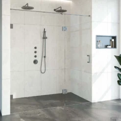 Nisdeur Compleet Just Creating Profielloos 2-Delig (Draaideur Bevestigd Op Inloopwand) 190x200 Cm 120/70 Gunmetal