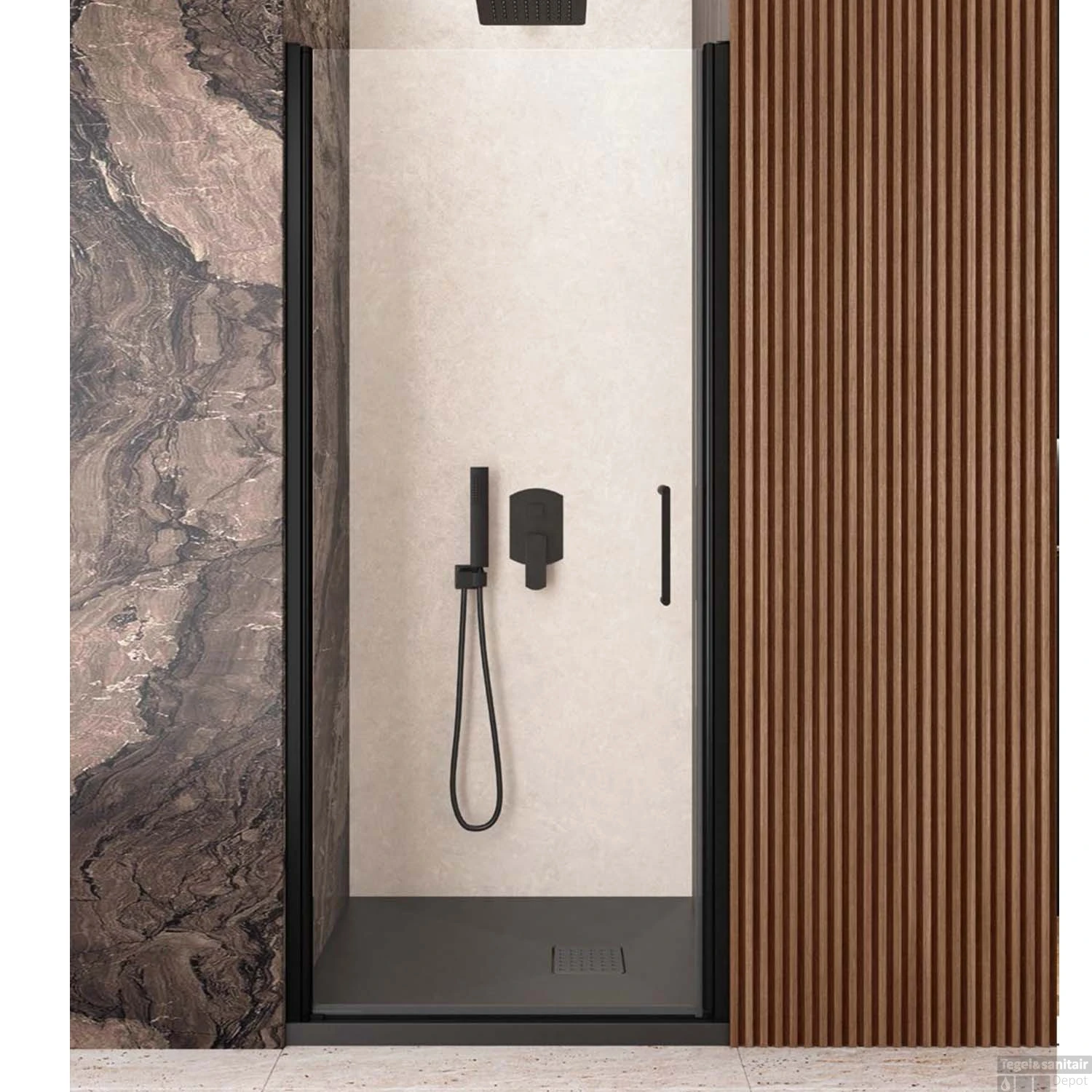 Nisdeur Lacus Giglio Evo 1 Klapdeur 75x200 Cm Helder Glas Mat Zwart