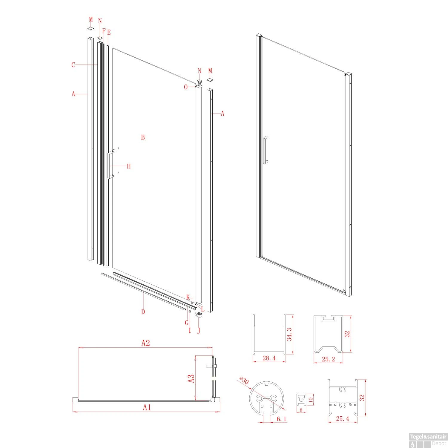 Nisdeur Lacus Giglio Evo 1 Klapdeur 85x200 Cm Helder Glas Mat Zwart 4 Nisdeur Lacus Giglio Evo 1 Klapdeur 85x200 Cm Helder Glas Mat Zwart - Afbeelding 2