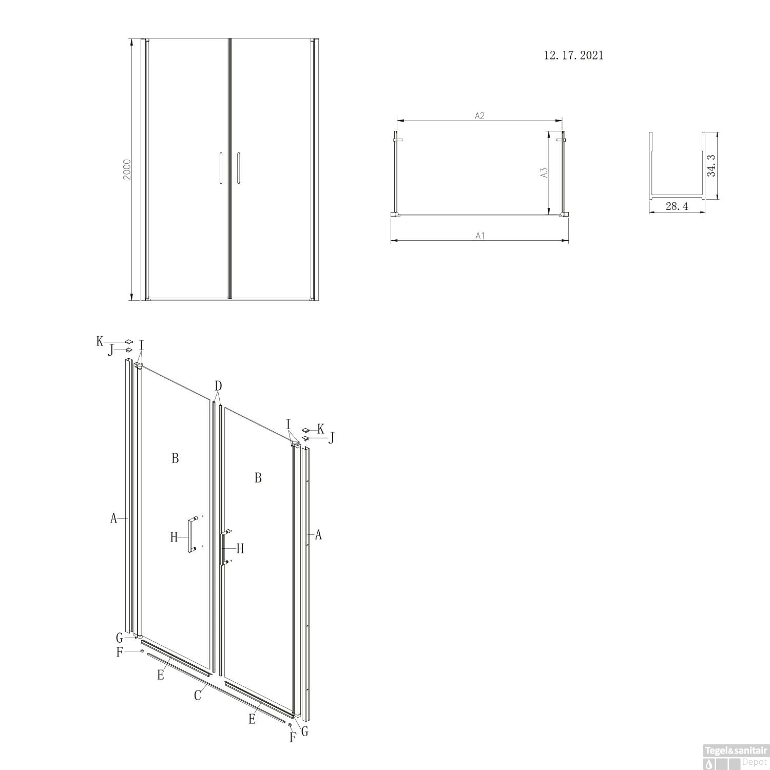Nisdeur Lacus Giglio Evo Fox Saloon 2 Klapdeuren 80x200 Cm Chinchilla Glas Chroom - Afbeelding 2