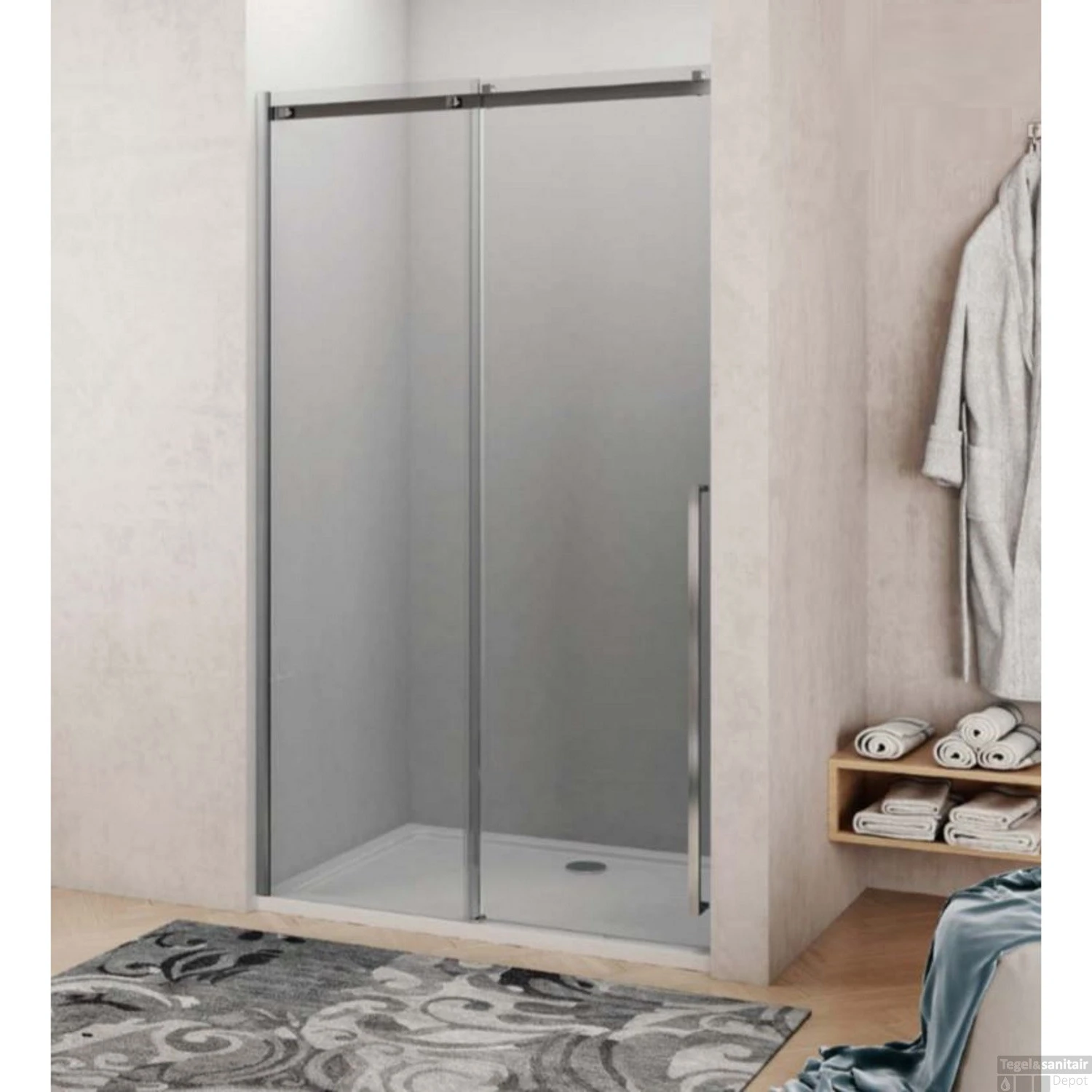 Nisdeur Lacus La Maddalena 150x210 Cm Schuifdeur 8mm Helder Glas RVS 3 Nisdeur Lacus La Maddalena 150x210 Cm Schuifdeur 8mm Helder Glas RVS