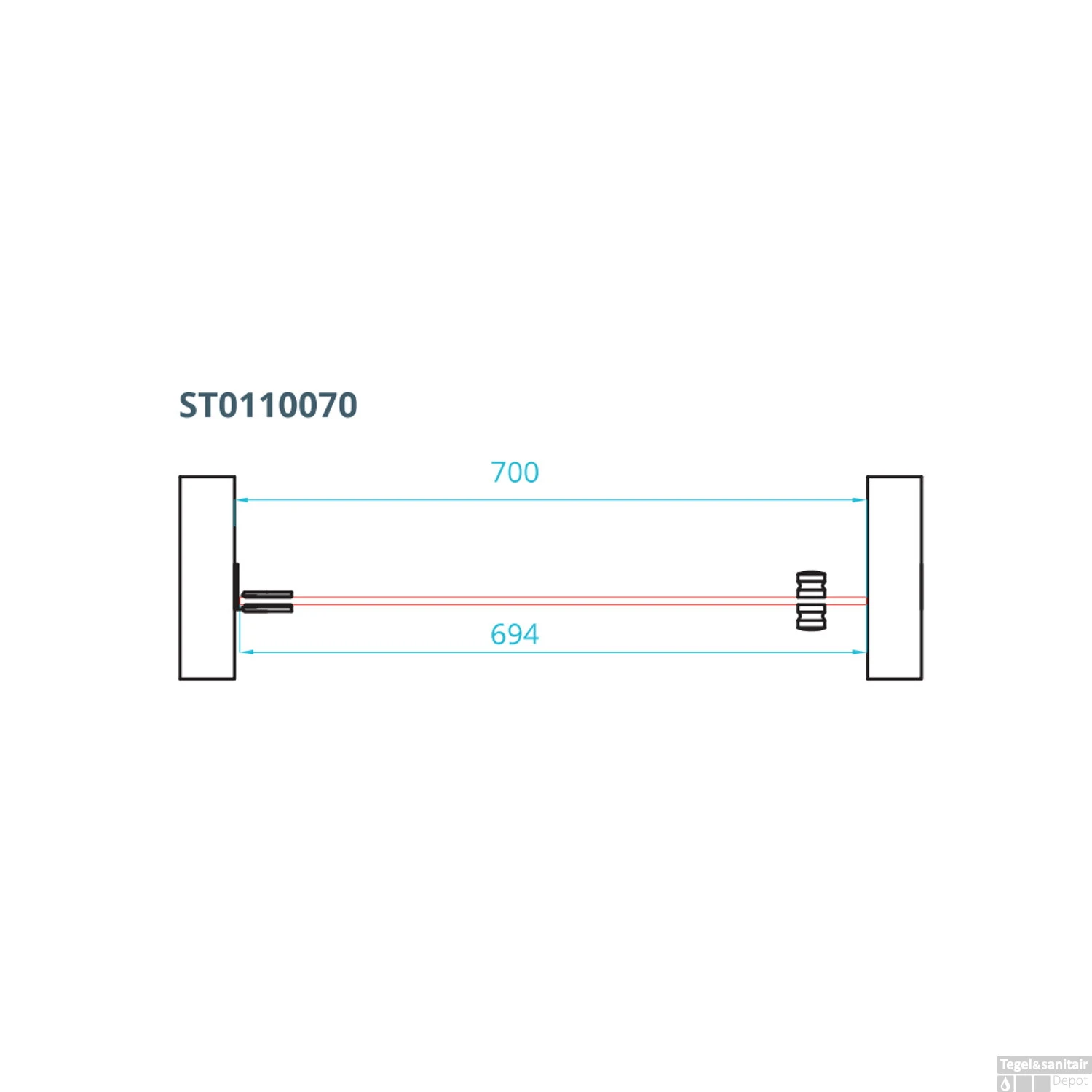 Nisdeur Van Rijn ST01 Profielloos 70x200 Cm Met Satijnbaan 8 Mm RVS - Afbeelding 2