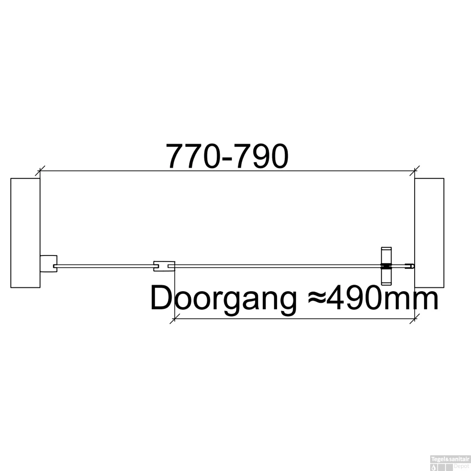 Nisdeur Van Rijn ST02 Draaideur 6 Mm Met Vaste Wand 8mm 78x200 Cm Chroom - Afbeelding 3