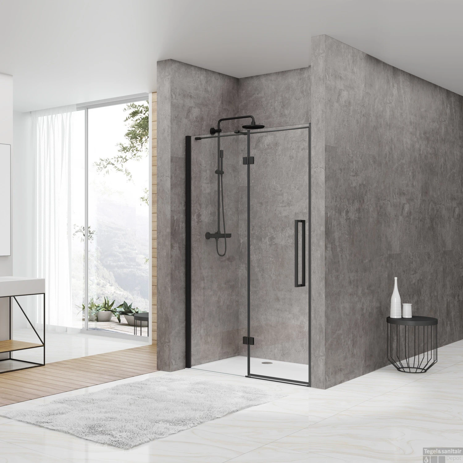 Nisdeur Van Rijn ST05 Draaideur Met Vaste Wand 140x200 Cm 8 Mm Zwart 3 Nisdeur Van Rijn ST05 Draaideur Met Vaste Wand 140x200 Cm 8 Mm Zwart