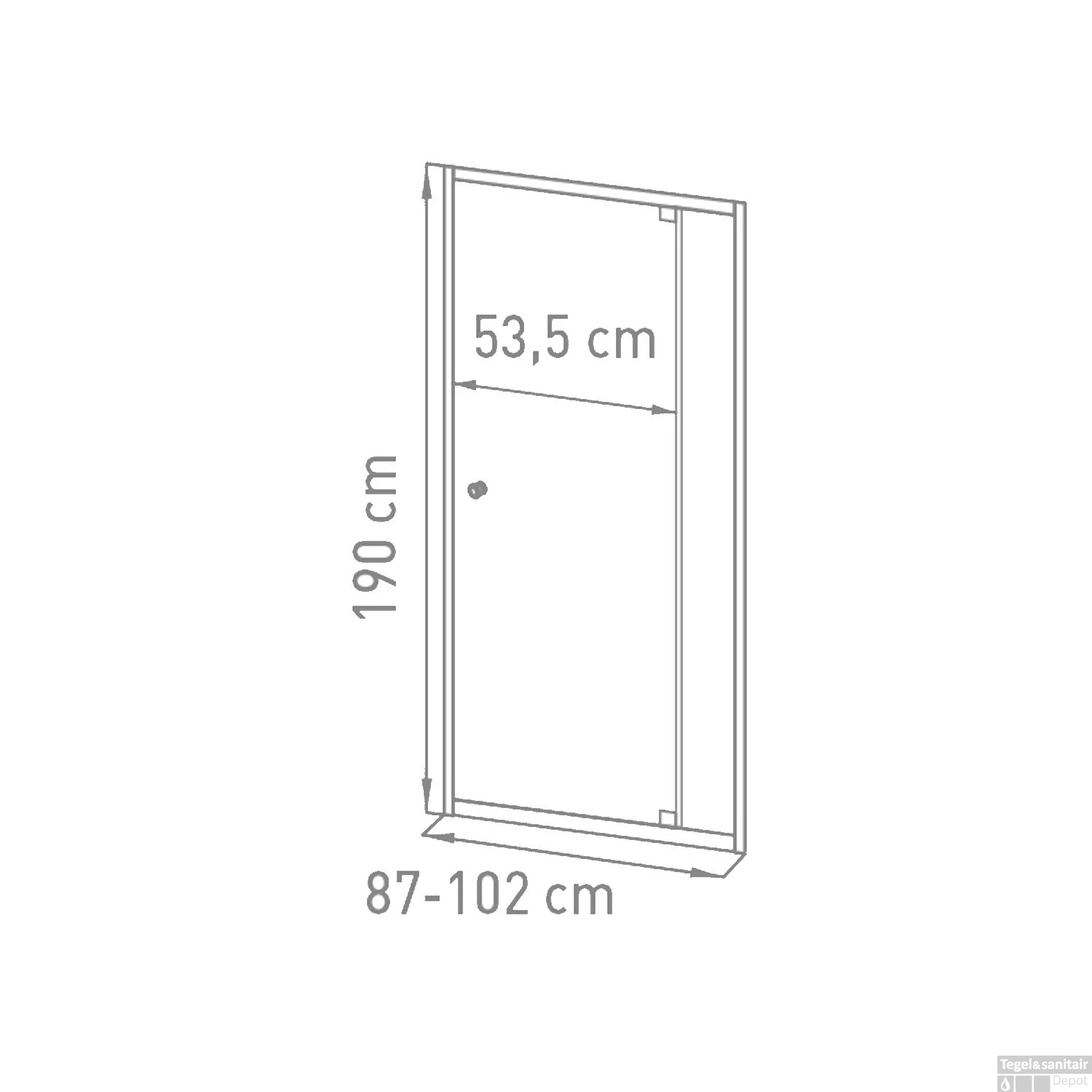 Nisdeur VM Go Gordon 87-102x190cm Verstelbaar 6mm Gematteerd Chroom 4 Nisdeur VM Go Gordon 87-102x190cm Verstelbaar 6mm Gematteerd Chroom - Afbeelding 2