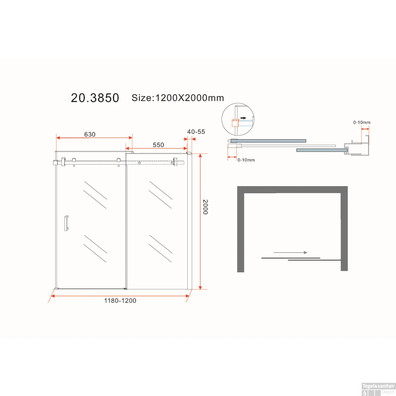 Nisdeur Wiesbaden Schuifdeur 120x200cm 8mm NANO Coating 8 Nisdeur Wiesbaden Schuifdeur 120x200cm 8mm NANO Coating - Afbeelding 6