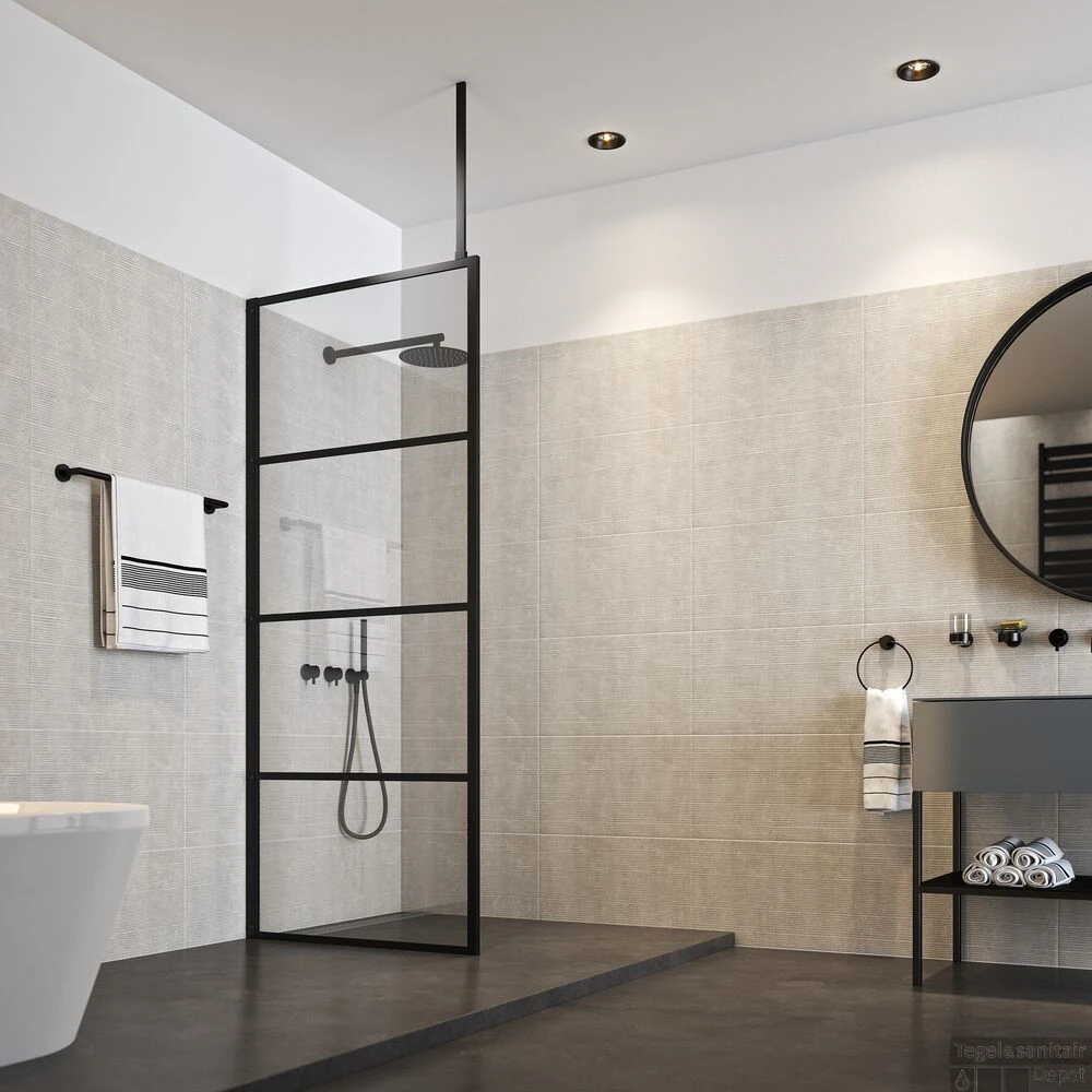 Plafondsteun Tbv Sealskin Soho Inloopdouche 60 Cm Inkortbaar Mat Zwart - Afbeelding 2