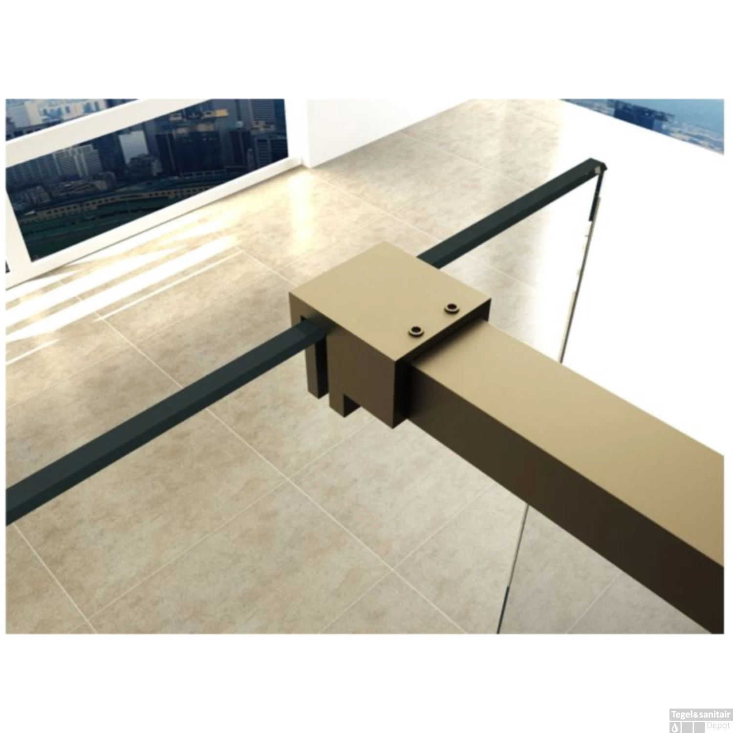 BWS Inloopdouche Pro Line Middenband 120x200 Geborsteld Messing Goud Profiel En Stang - Afbeelding 6