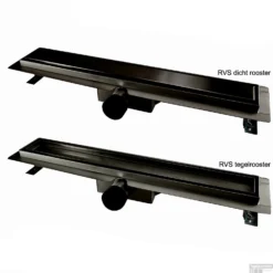 RVS Tegelrooster T.b.v. BWS Douchegoot 50x7 Cm Mat Zwart -Aanbiedingen Ontspan Bad Winkel rvs tegelrooster tbv douchegoot 50x7 cm mat zwart detail