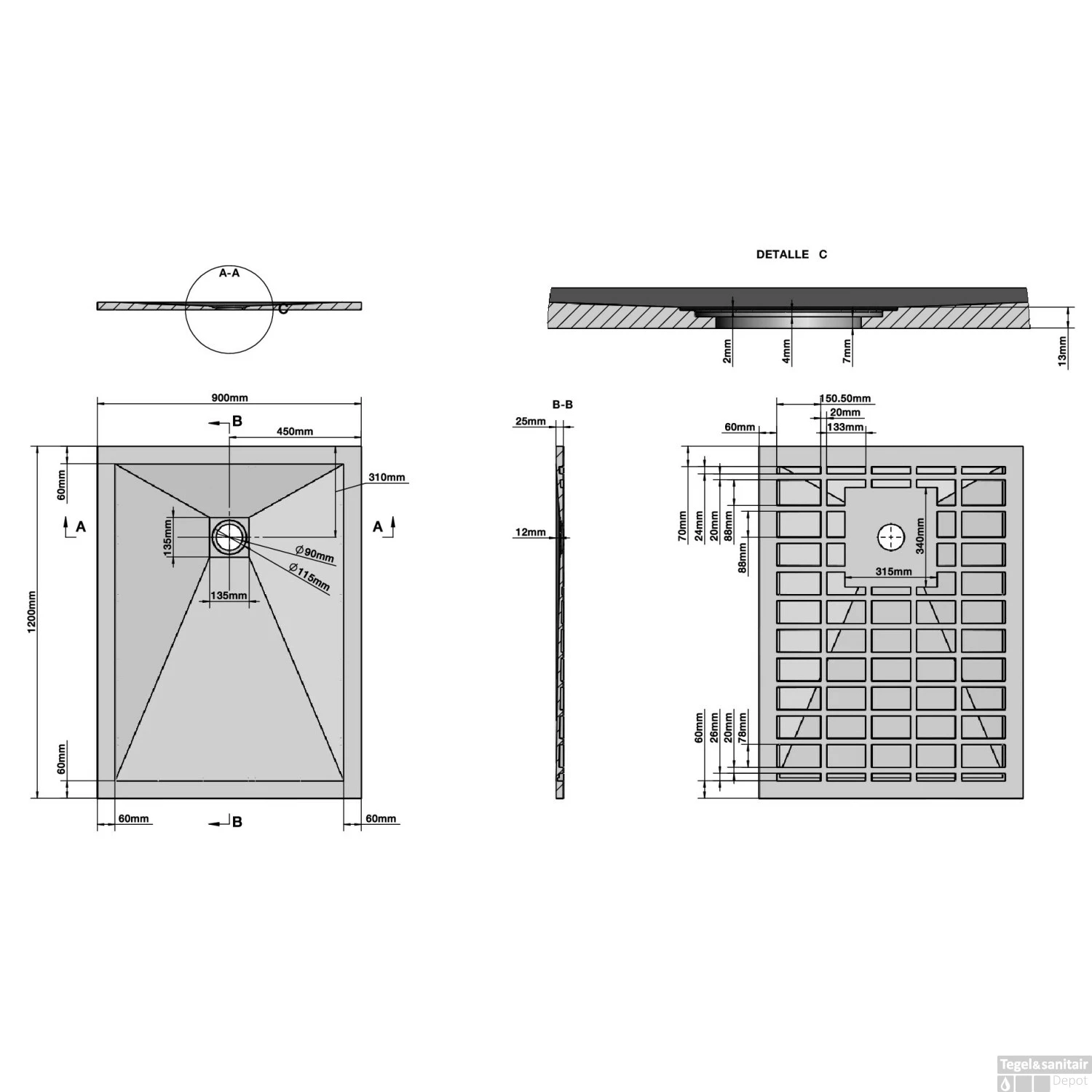 Douchetub Sanimar Sanistone 120 X 90 Cm Wit 7 Douchetub Sanimar Sanistone 120 X 90 Cm Wit - Afbeelding 5