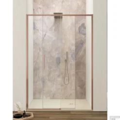 Schuifdeur Lacus Torcello Tweedelig Helder Glas 140x200 Cm Aluminium Profiel Rose Goud