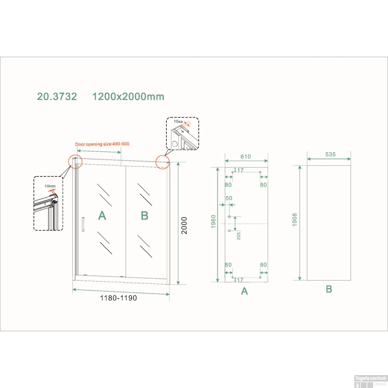 Schuifdeur Boss & Wessing Vidrios Douchedeur 120x200 Cm 8 Mm NANO Mat Zwart 4 Schuifdeur Boss & Wessing Vidrios Douchedeur 120x200 Cm 8 Mm NANO Mat Zwart - Afbeelding 2
