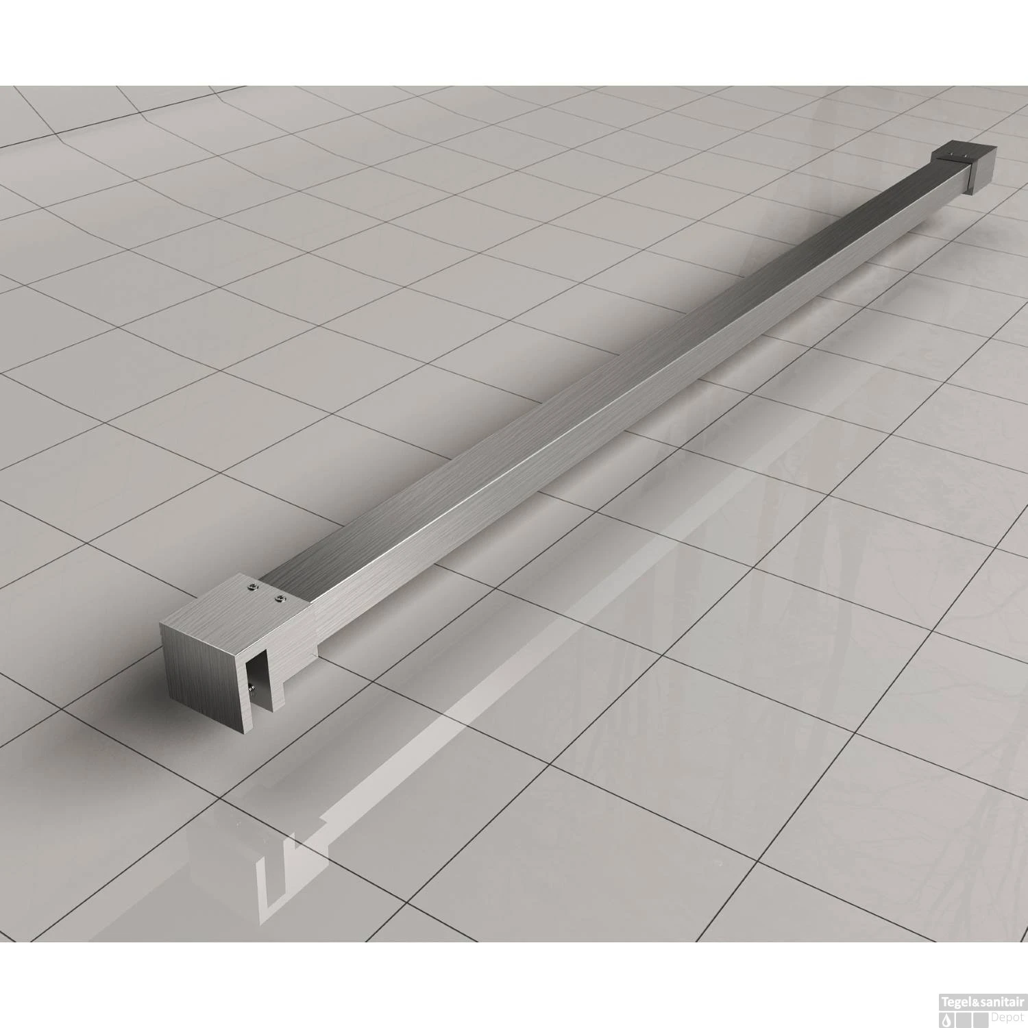 BWS Inloopdouche Pro Line Helderglas 95x200 8mm Nano Coating RVS Profiel En Stang - Afbeelding 5