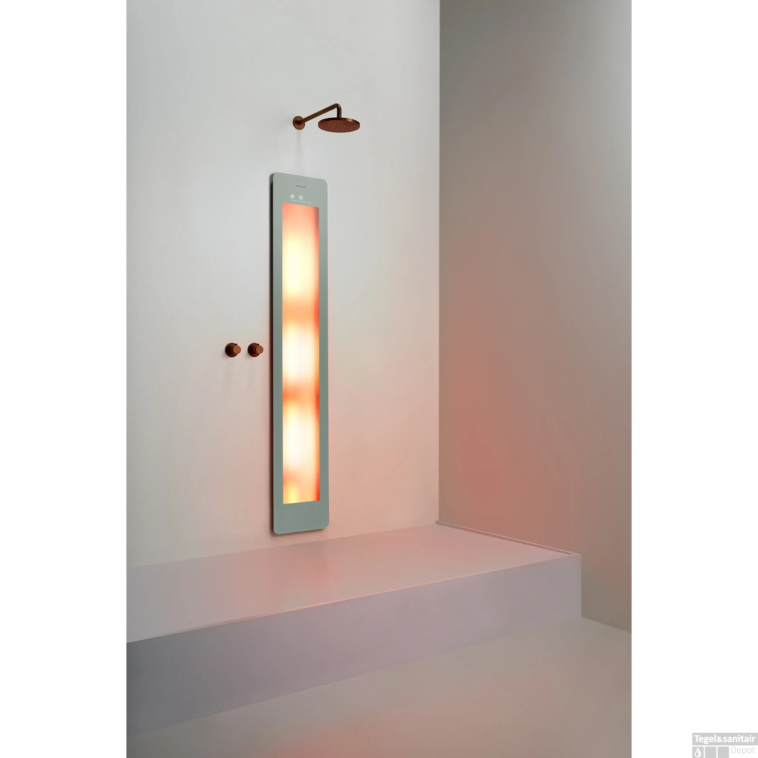 Sunshower One L Round Infrarood 185x33 Cm Inbouw - Opbouw Vlak Of Hoek Organic Grey 6 Sunshower One L Round Infrarood 185x33 Cm Inbouw - Opbouw Vlak Of Hoek Organic Grey - Afbeelding 4