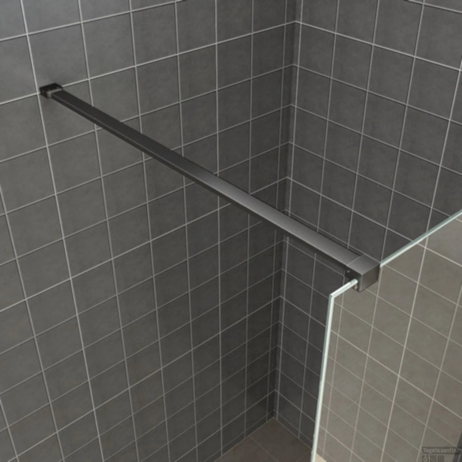 Wiesbaden Safety Glass 2.0 Inloopdouche Met Zwart Muurprofiel 900x2000 10mm NANO Glas - Afbeelding 2